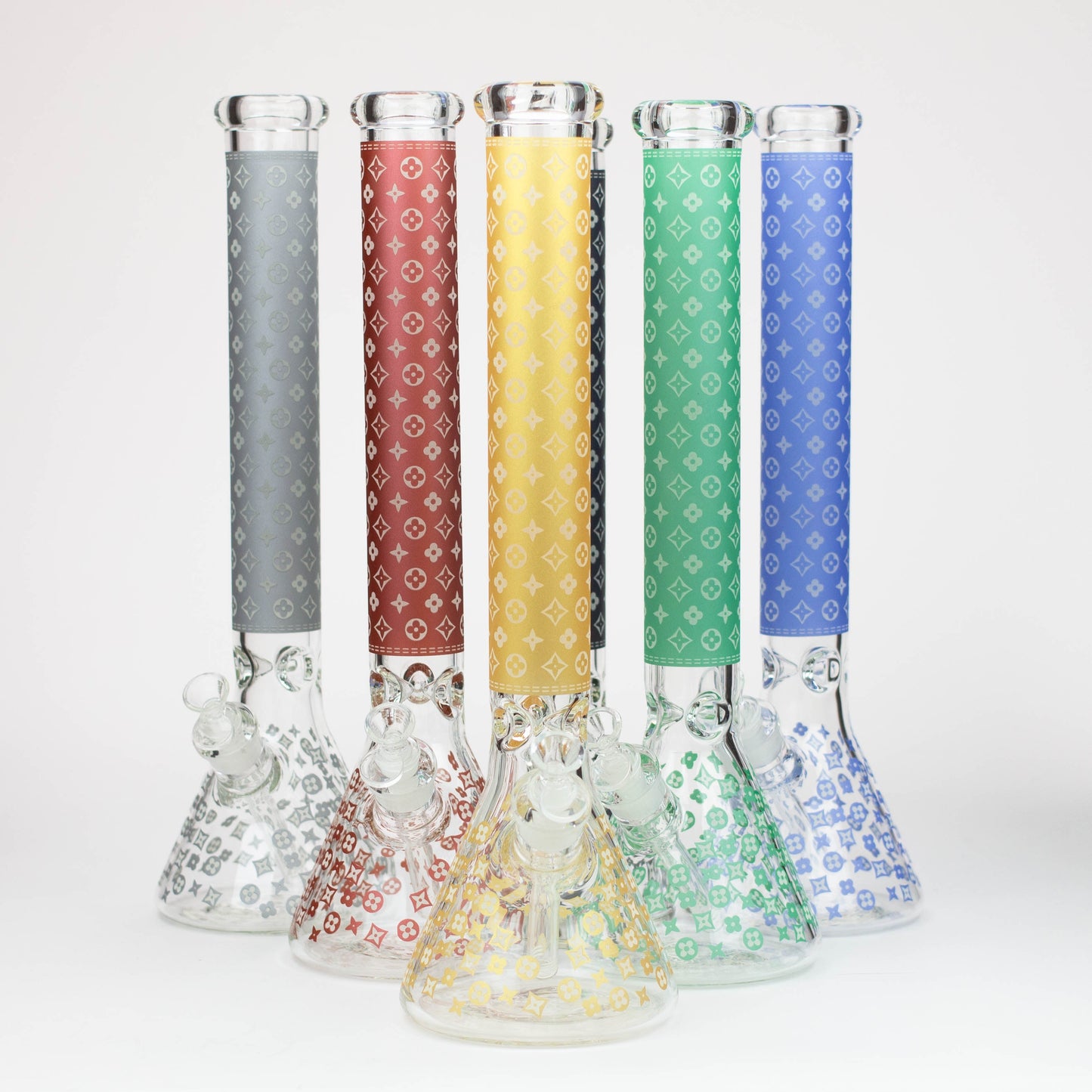 18" LV Glow in the dark 7 mm glass water bong_0