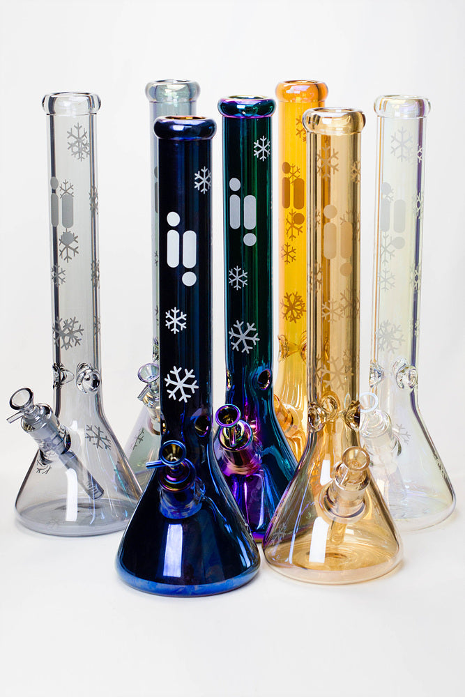 18" Infyniti Snowflake 7 mm metallic glass water bong_0