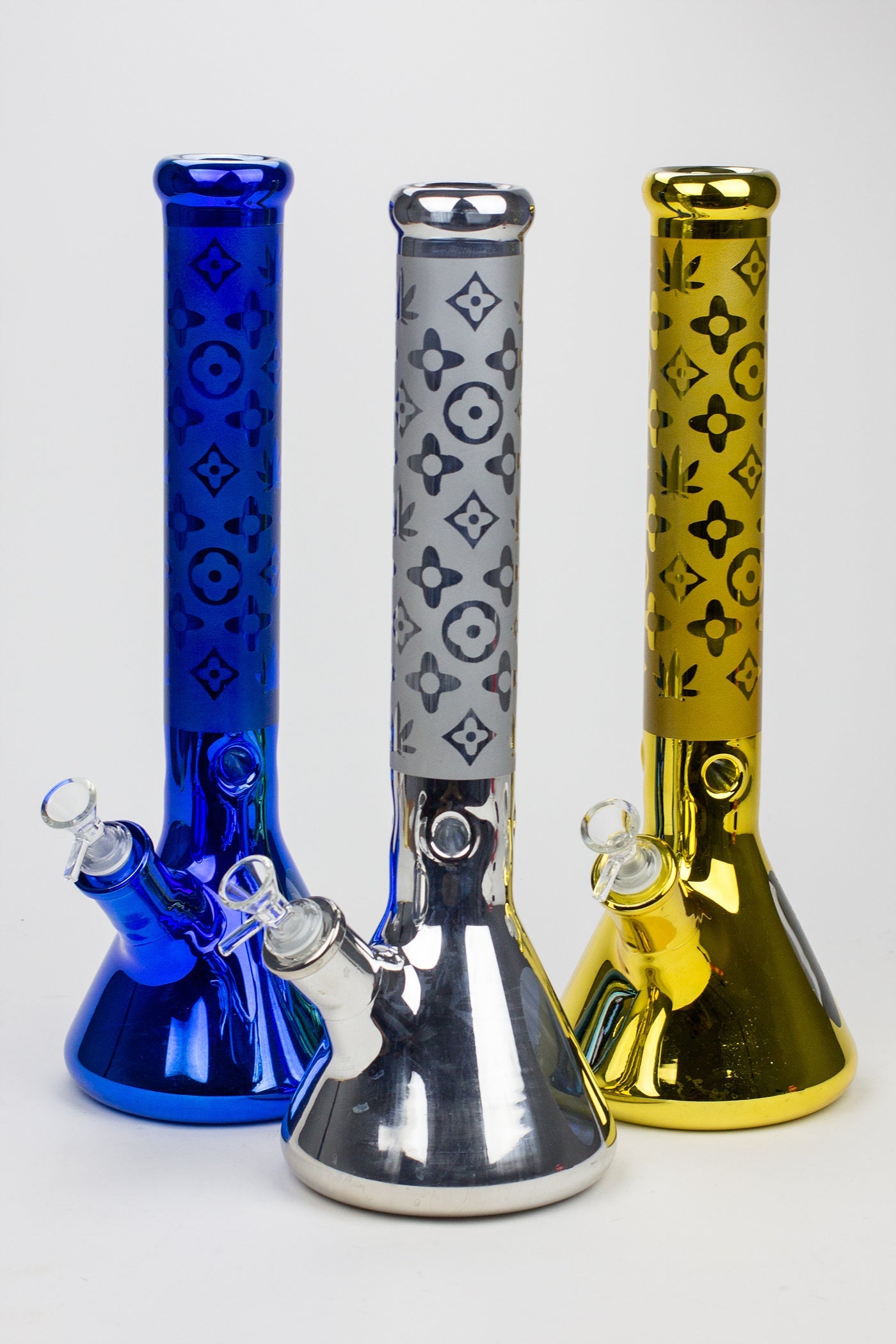 16" Luxury pattern 7 mm metallic beaker bong_0