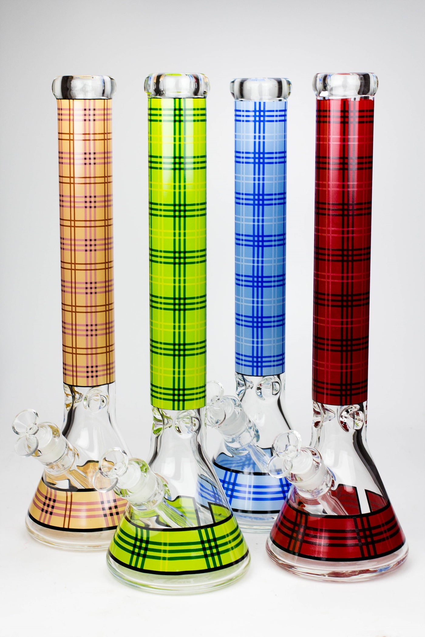 17.5" Check pattern 9 mm glass beaker bong_0