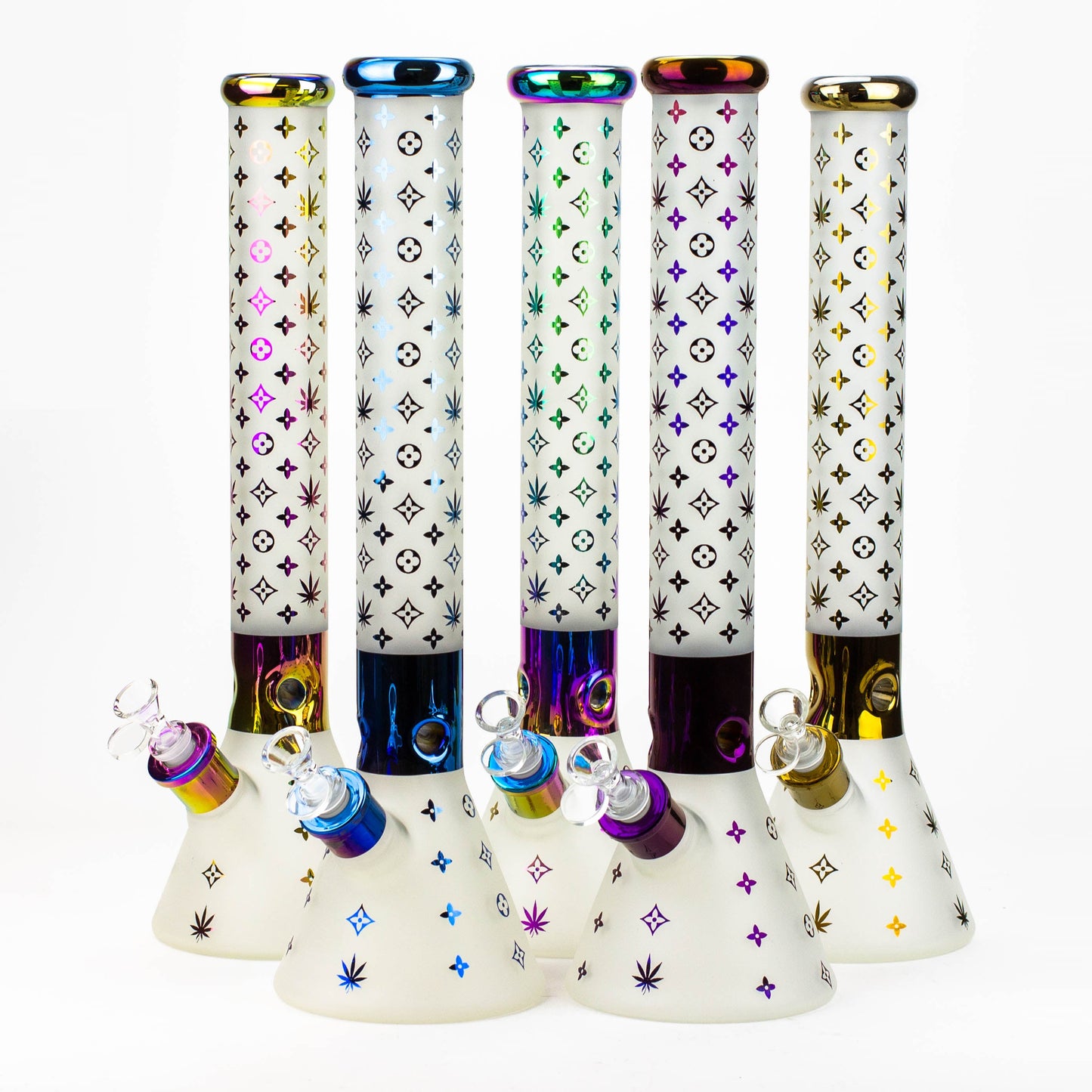 17.5" Luxury Pattern 7 mm frosted glass beaker bong_0