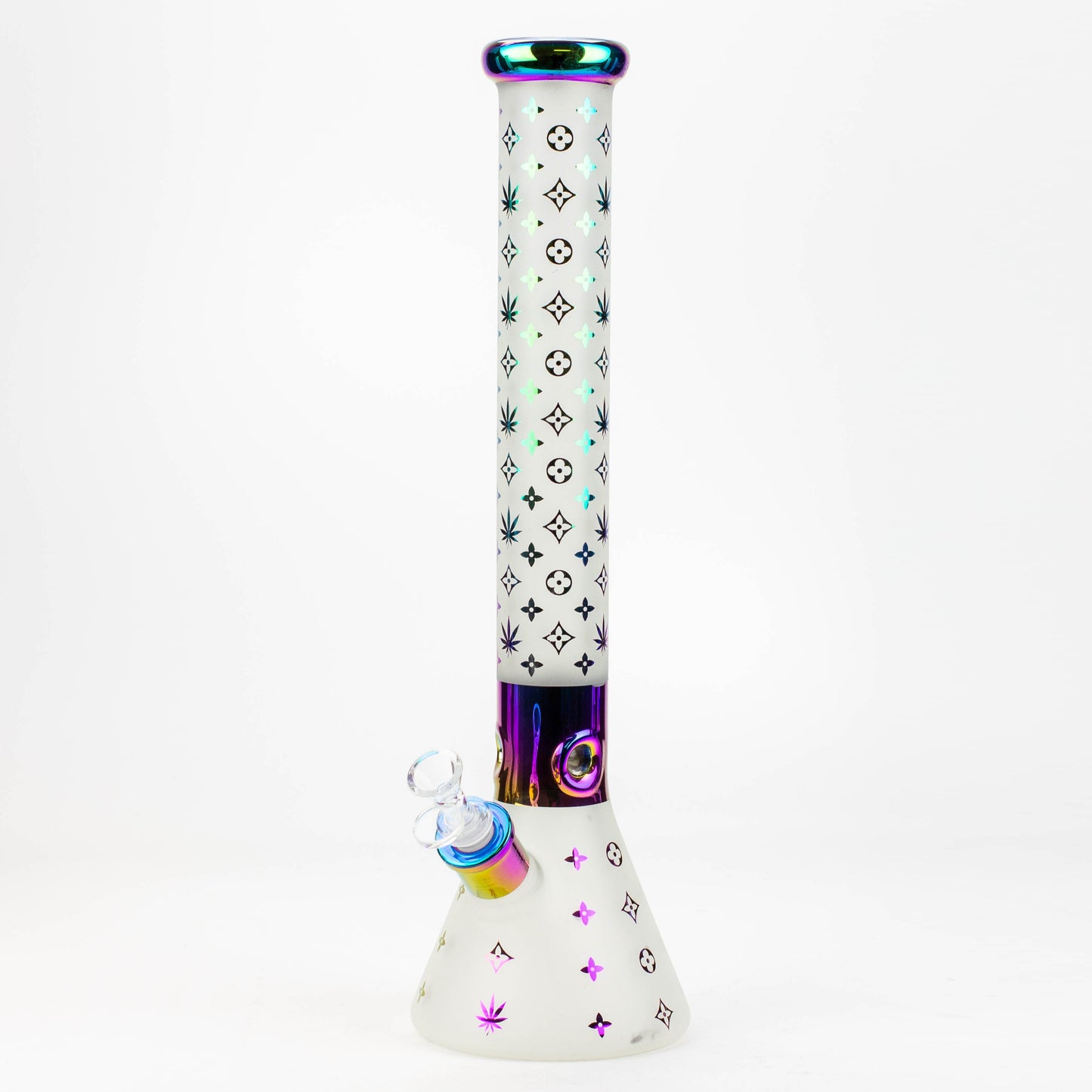 17.5" Luxury Pattern 7 mm frosted glass beaker bong_4