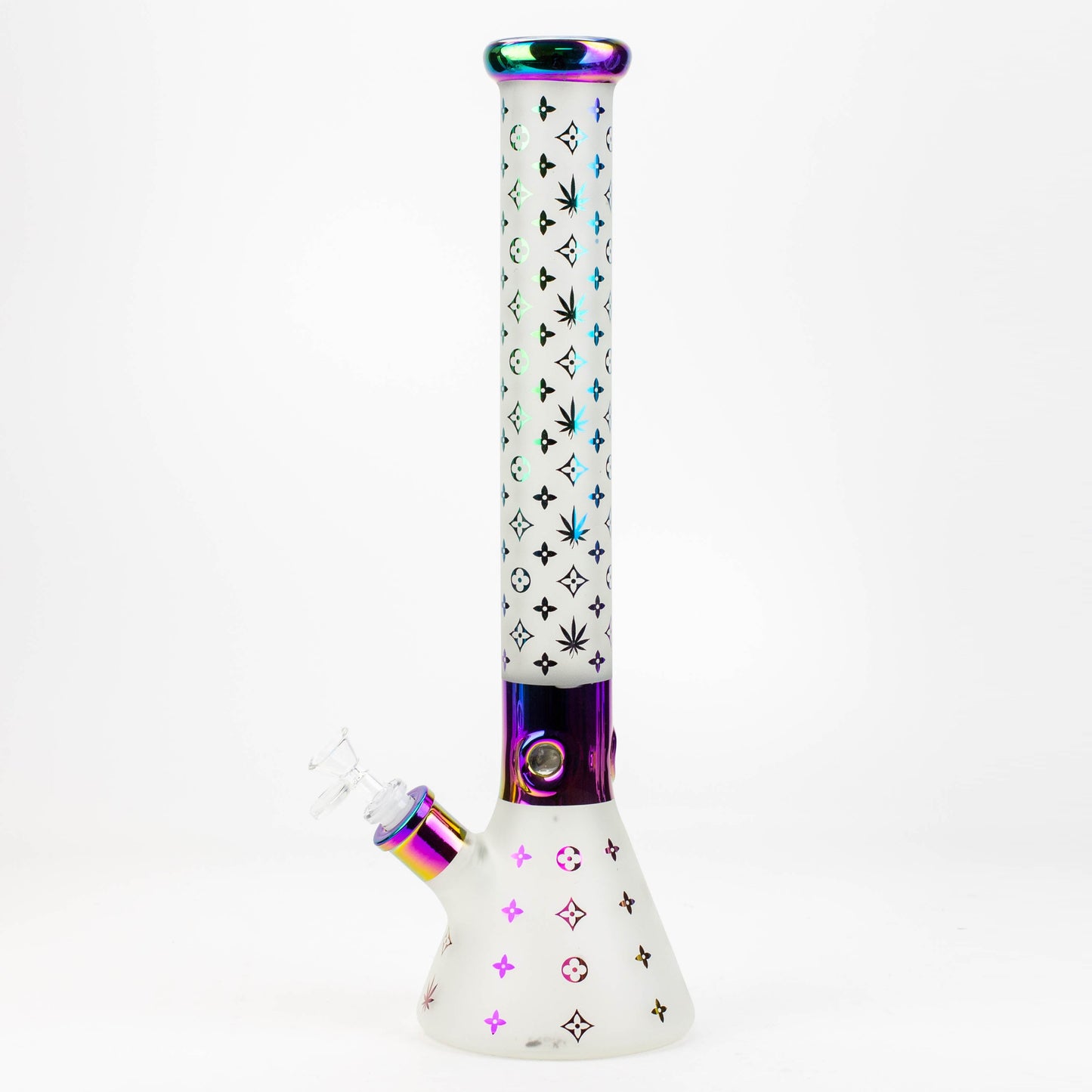 17.5" Luxury Pattern 7 mm frosted glass beaker bong_9