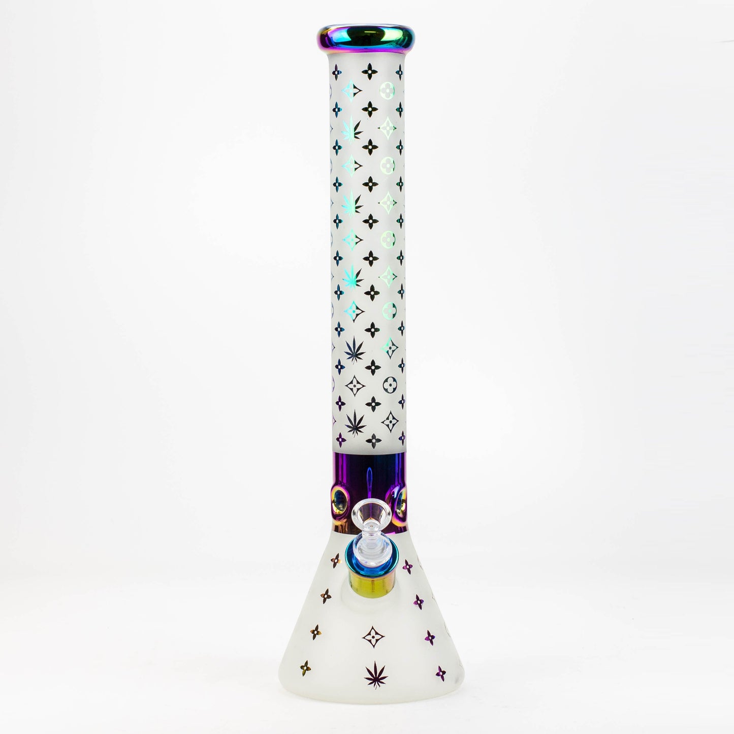 17.5" Luxury Pattern 7 mm frosted glass beaker bong_10