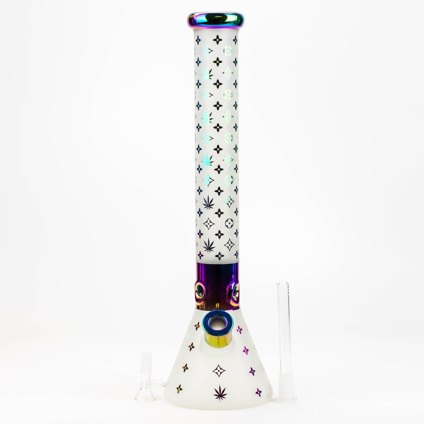 17.5" Luxury Pattern 7 mm frosted glass beaker bong_3