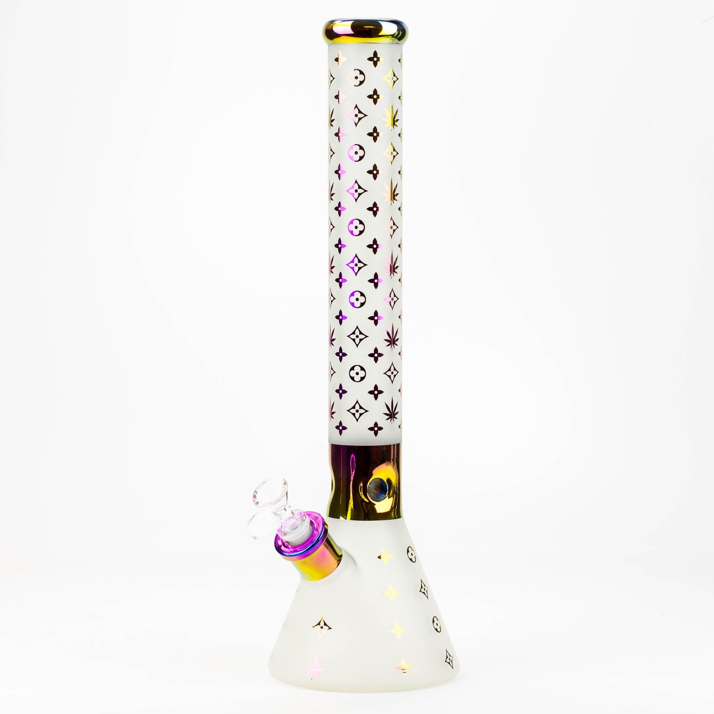 17.5" Luxury Pattern 7 mm frosted glass beaker bong_6