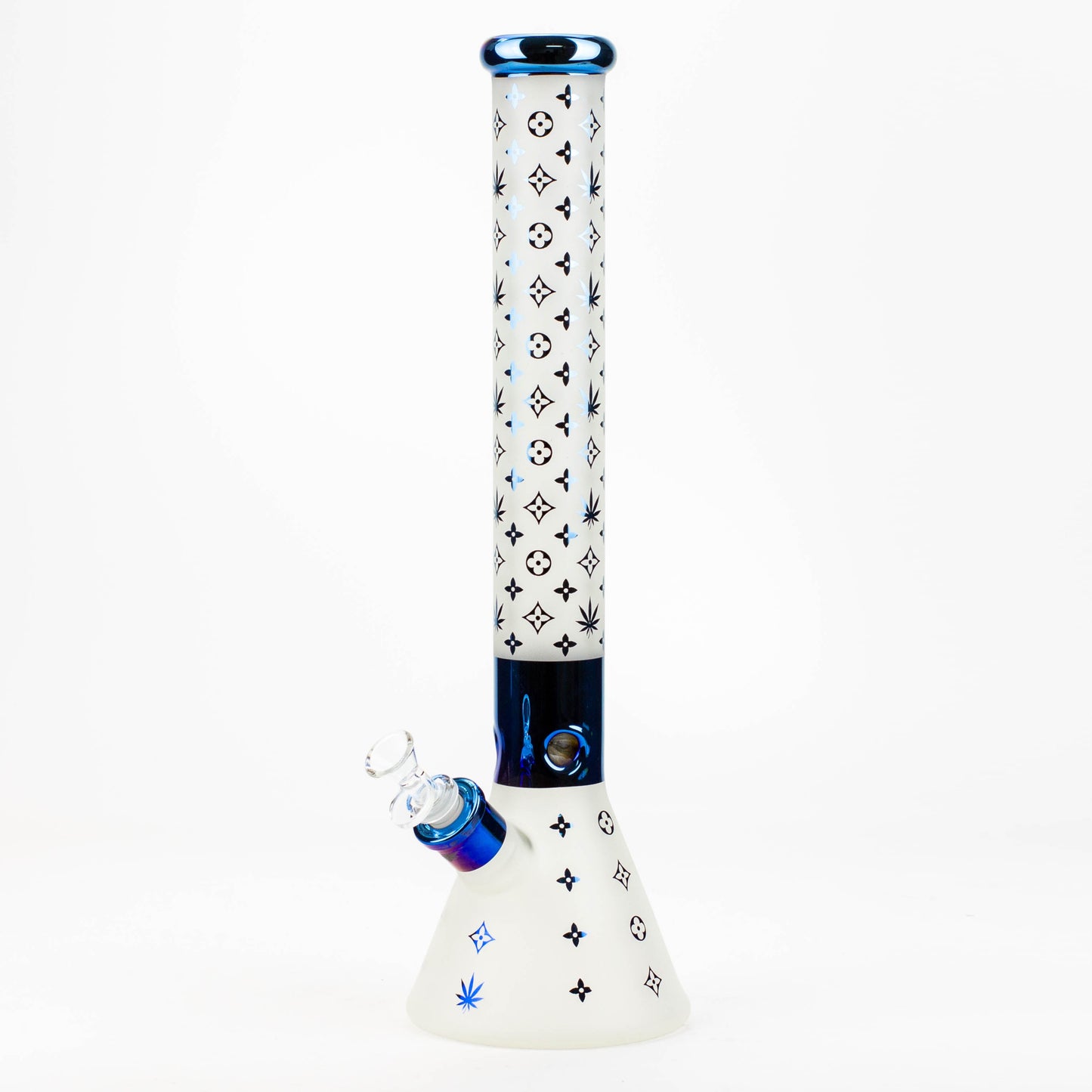 17.5" Luxury Pattern 7 mm frosted glass beaker bong_8