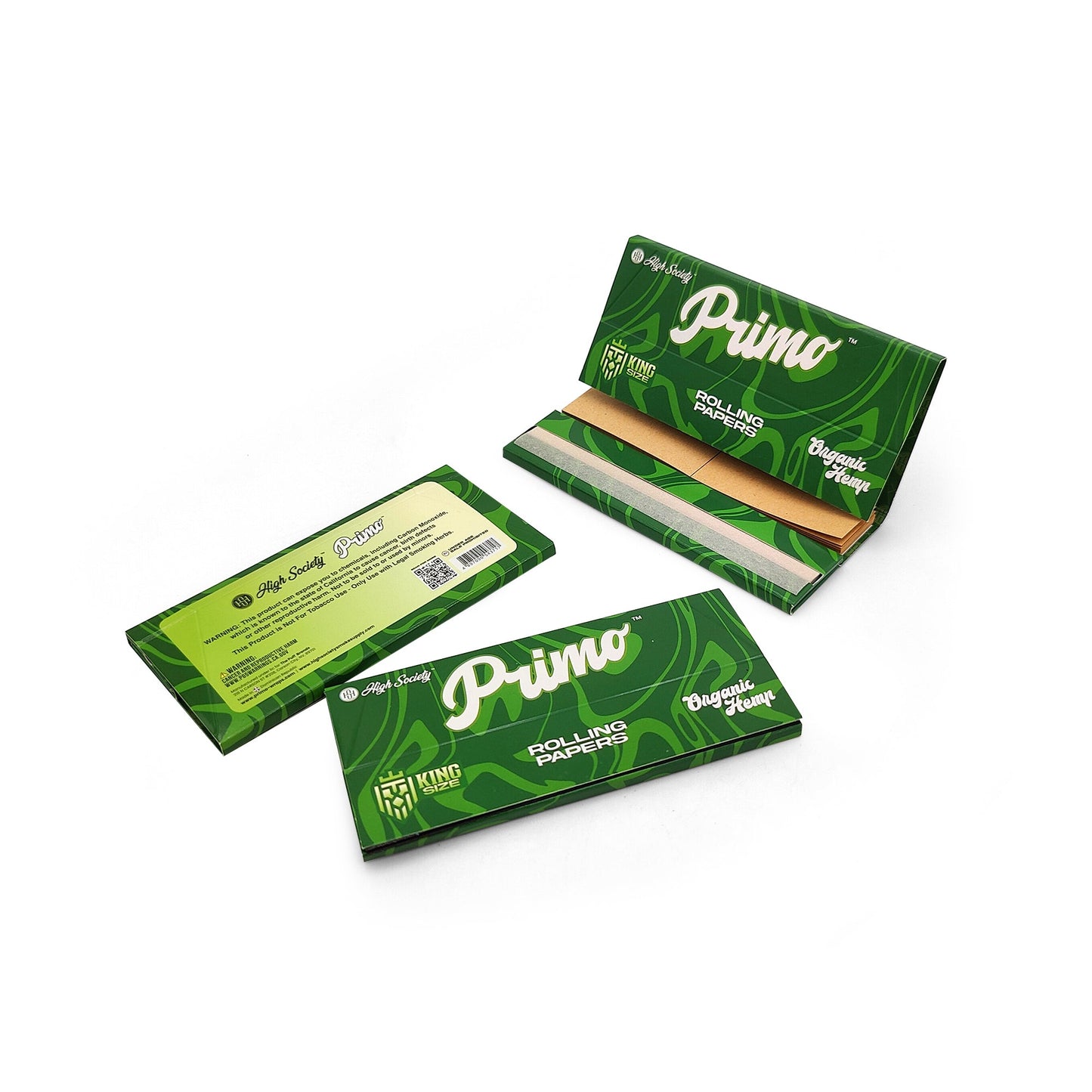 High Society Primo King Size Organic Hemp Rolling Papers w/ Crutches (Box of 22 Packs)