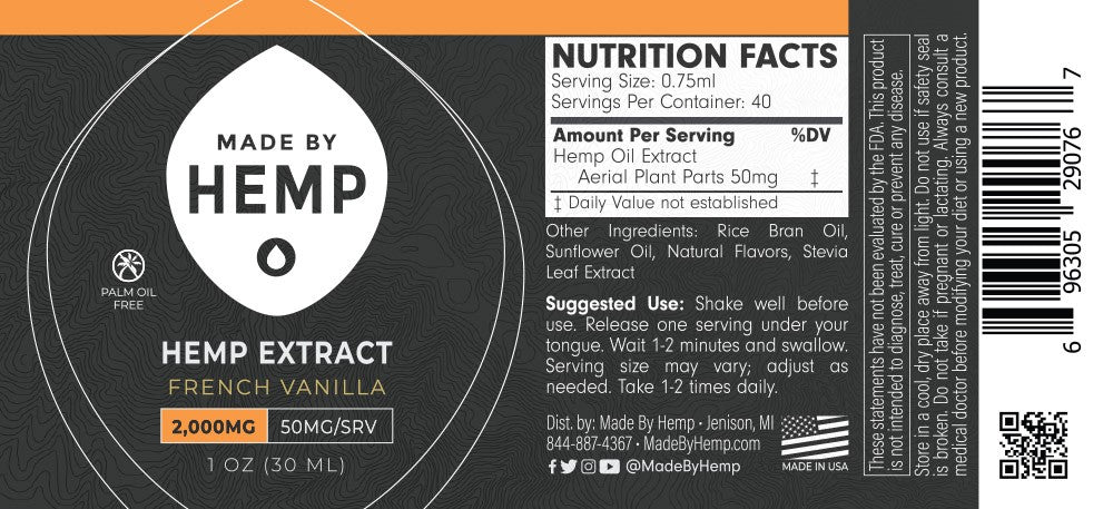 Made by Hemp CBD Oil Tincture (1oz, 2000mg CBD)💧