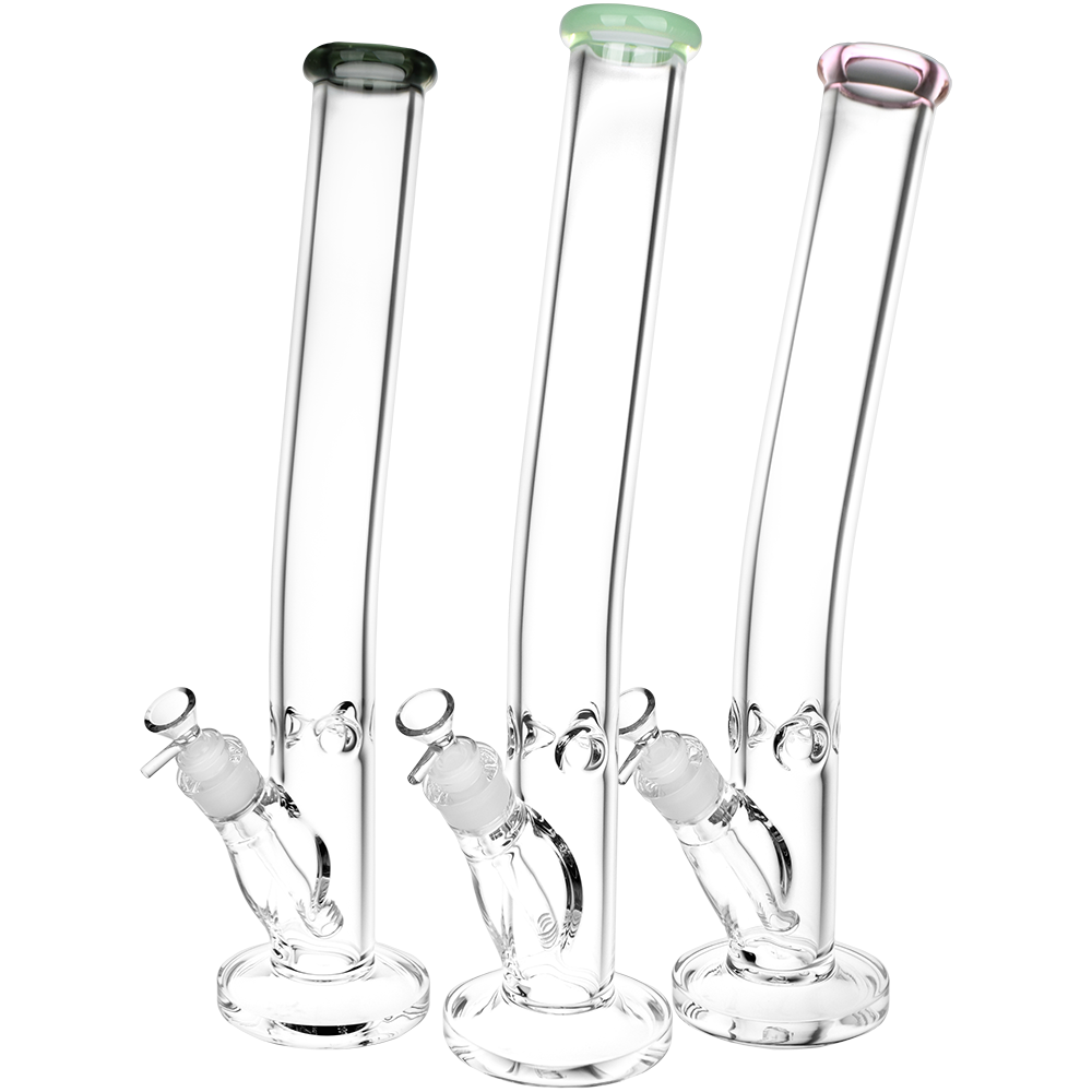 Classic Bent Neck Glass Straight Tube Bongs - Colors Vary