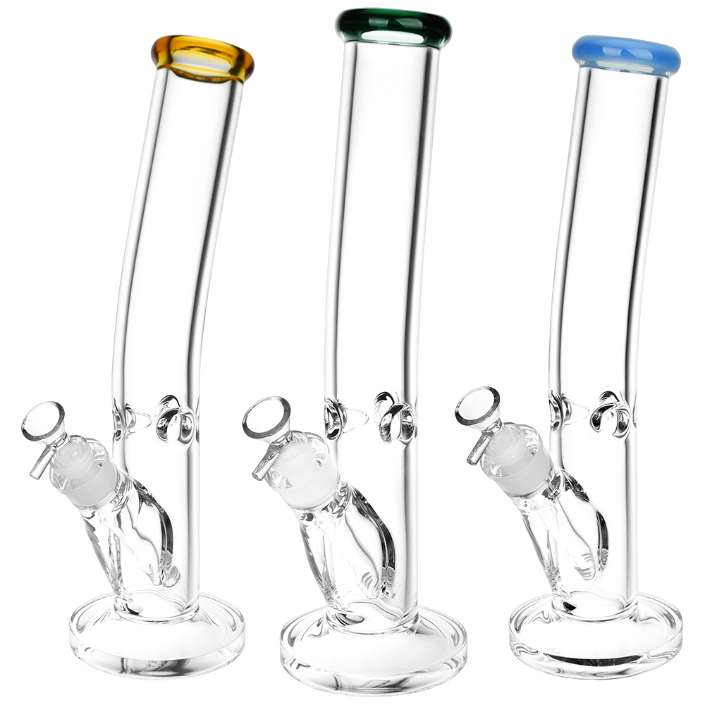 Classic Bent Neck Glass Straight Tube Bongs - Colors Vary