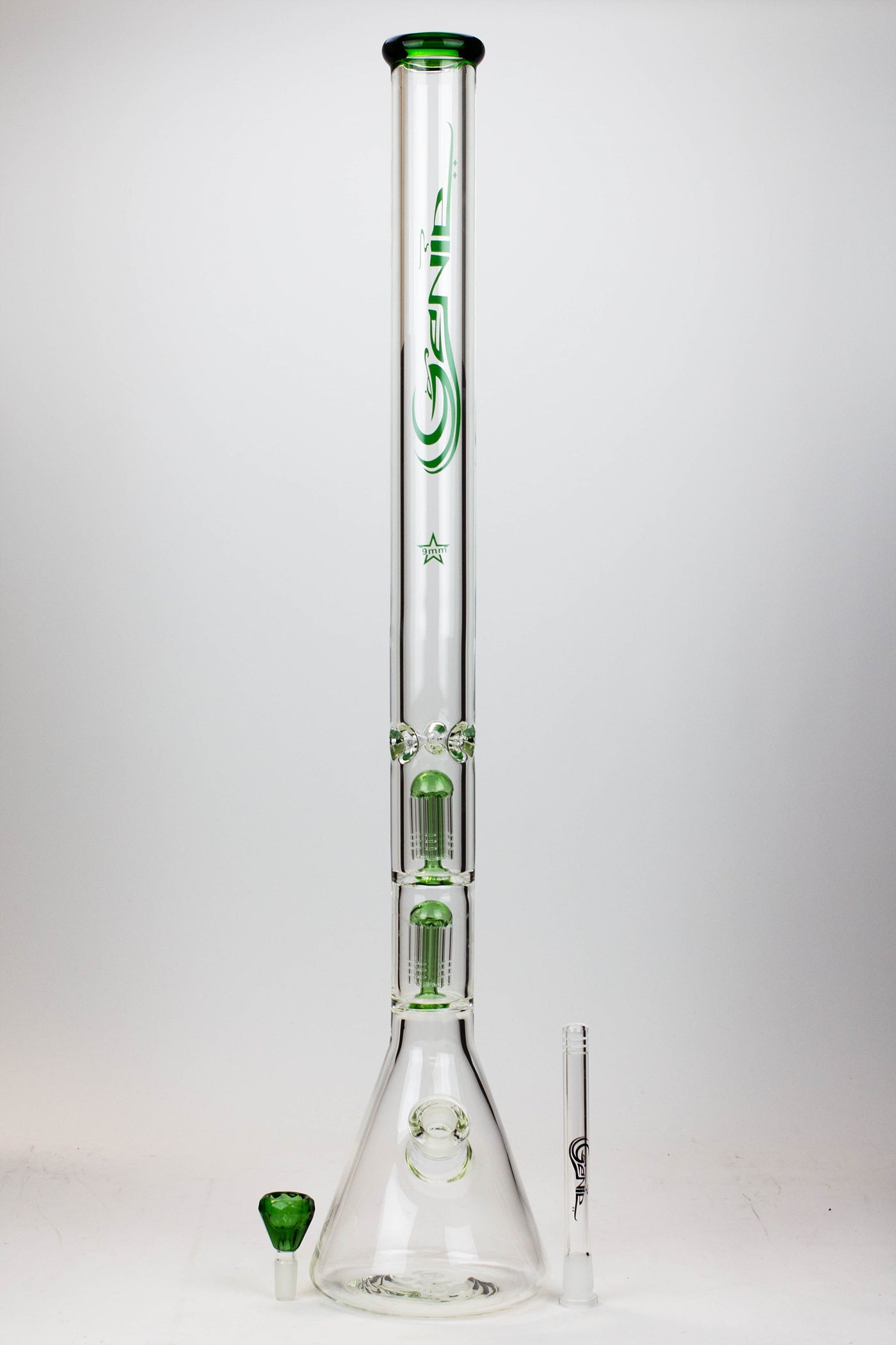 30" Genie 9 mm Dual tree arms beaker glass water bong_7