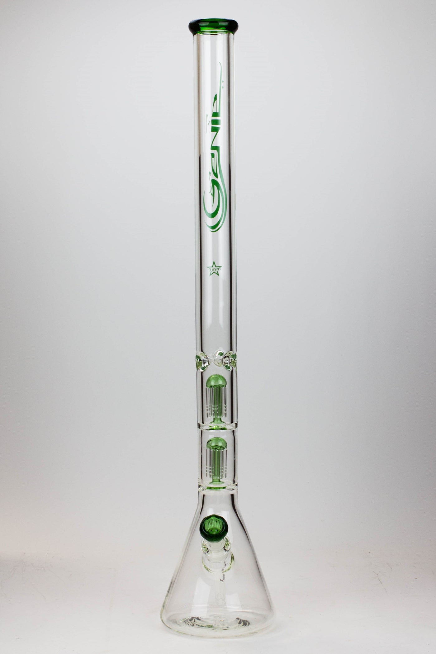 30" Genie 9 mm Dual tree arms beaker glass water bong_14